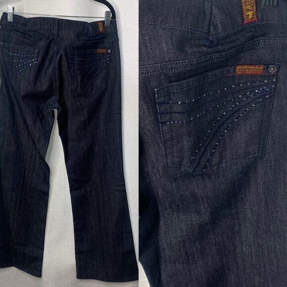 7 for all mankind embellished dojo boot cut equestrian jeans size 30 western - Picture 1 of 10